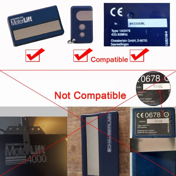 Compatible Motorlift Chamberlain LiftMaster Merlin Télécommande compatible